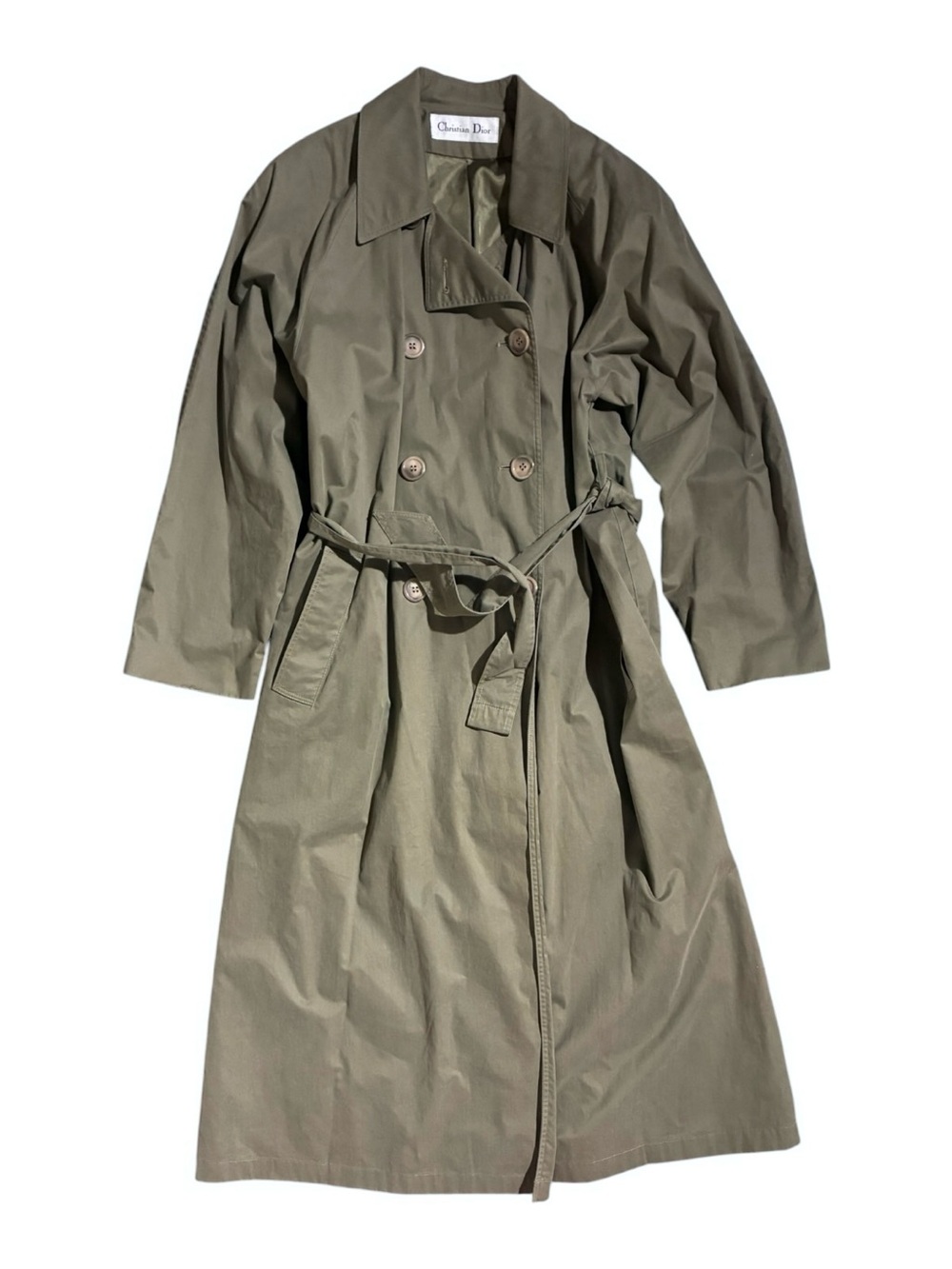 VTG Christian Dior Trench Long Coat Made In USA Sage Green